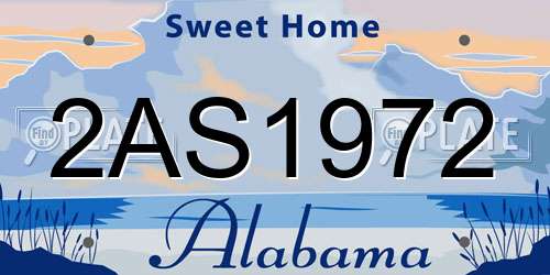 2AS1972 Alabama License Plate