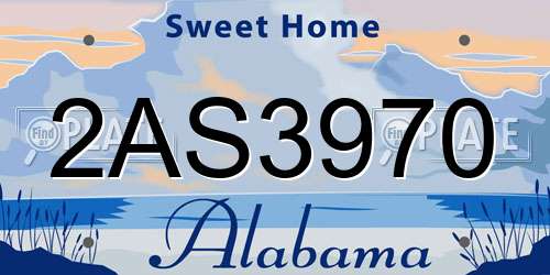 2AS3970 Alabama License Plate