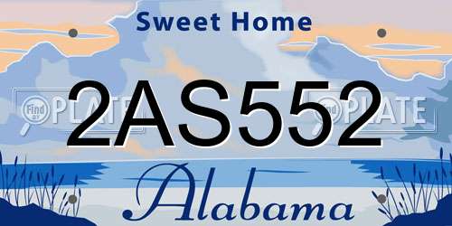 2AS552 Alabama License Plate