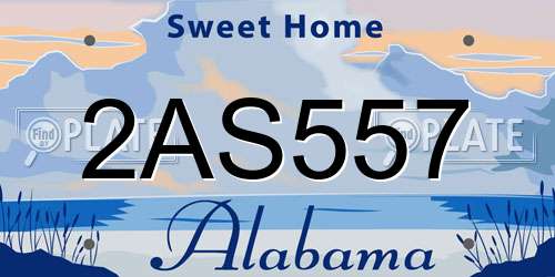 2AS557 Alabama License Plate