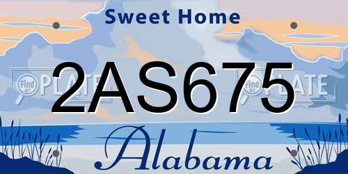 2AS675 Alabama License Plate