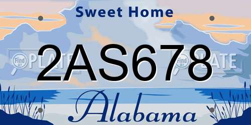 2AS678 Alabama License Plate