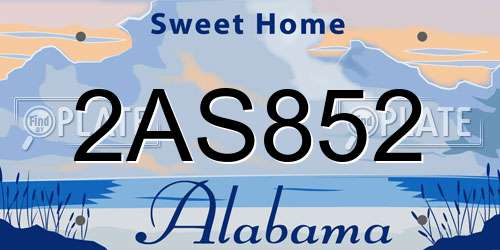 2AS852 Alabama License Plate