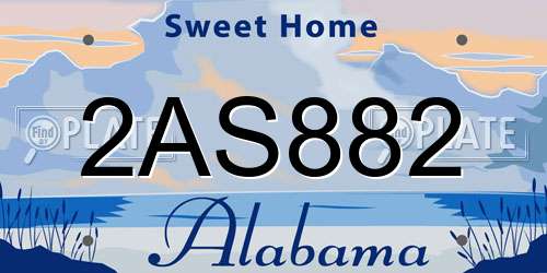 2AS882 Alabama License Plate