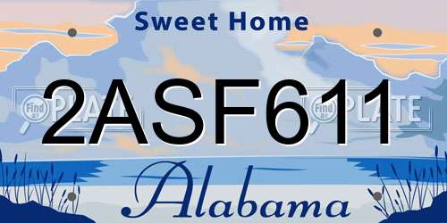 2ASF611 Alabama License Plate