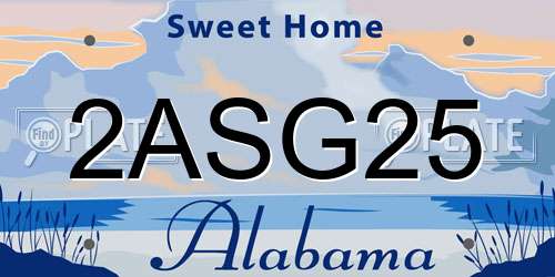 2ASG25 Alabama License Plate