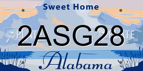 2ASG28 Alabama License Plate