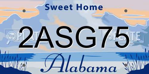 2ASG75 Alabama License Plate