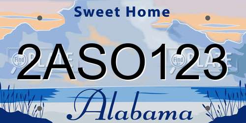 2ASO123 Alabama License Plate