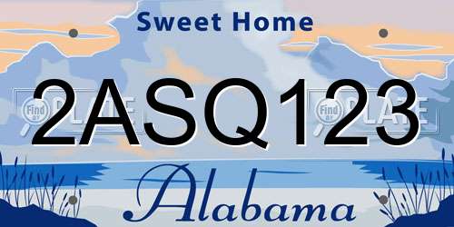 2ASQ123 Alabama License Plate