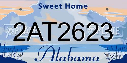 2AT2623 Alabama License Plate