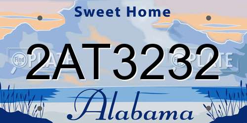 2AT3232 Alabama License Plate