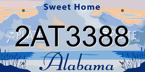 2AT3388 Alabama License Plate
