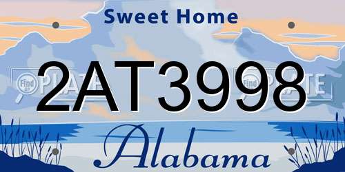 2AT3998 Alabama License Plate