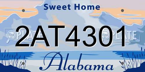 2AT4301 Alabama License Plate