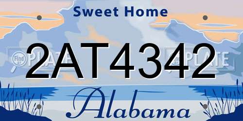 2AT4342 Alabama License Plate