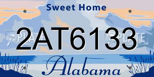 2AT6133 Alabama License Plate