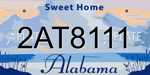 2AT8111 Alabama License Plate