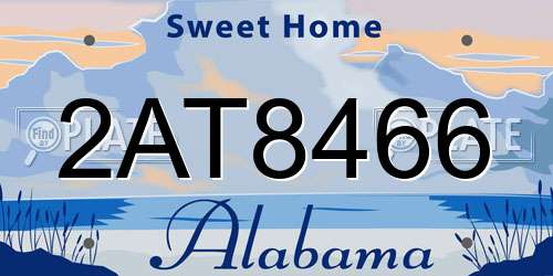 2AT8466 Alabama License Plate