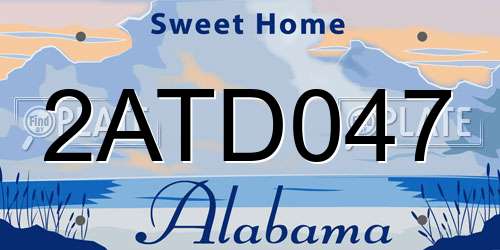 2ATD047 Alabama License Plate