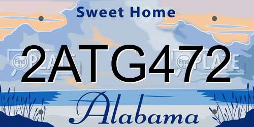2ATG472 Alabama License Plate