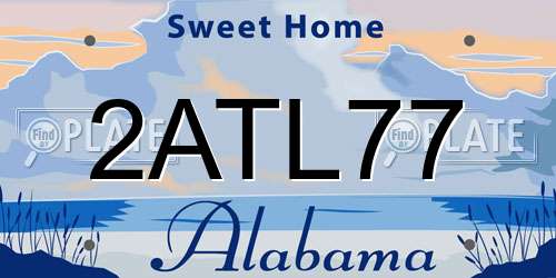 2ATL77 Alabama License Plate