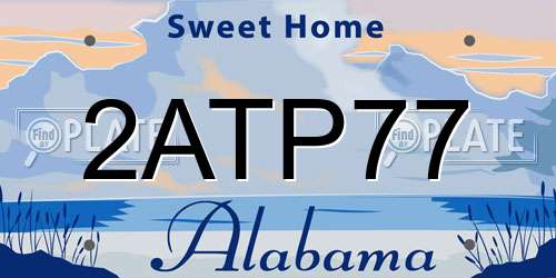 2ATP77 Alabama License Plate