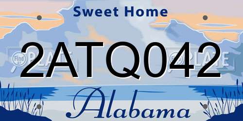 2ATQ042 Alabama License Plate