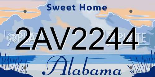 2AV2244 Alabama License Plate