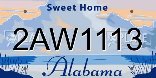 2AW1113 Alabama License Plate
