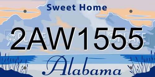 2AW1555 Alabama License Plate