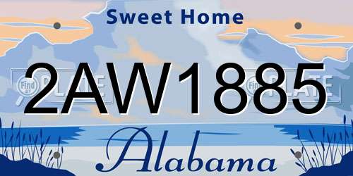 2AW1885 Alabama License Plate