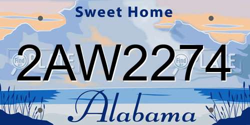 2AW2274 Alabama License Plate