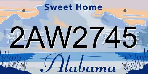 2AW2745 Alabama License Plate
