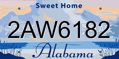 2AW6182 Alabama License Plate