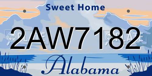 2AW7182 Alabama License Plate