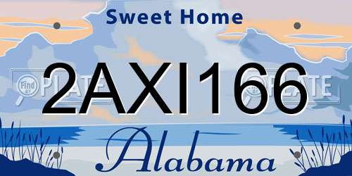 2AXI166 Alabama License Plate