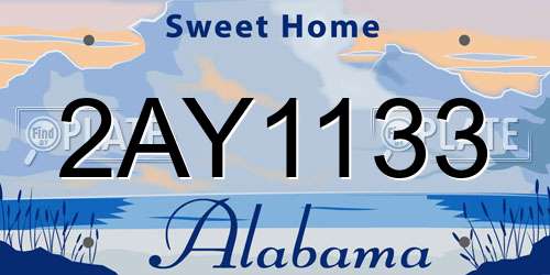 2AY1133 Alabama License Plate
