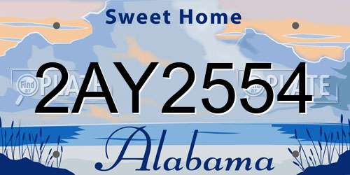 2AY2554 Alabama License Plate