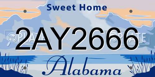 2AY2666 Alabama License Plate