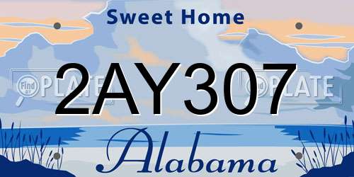 2AY307 Alabama License Plate