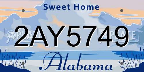2AY5749 Alabama License Plate