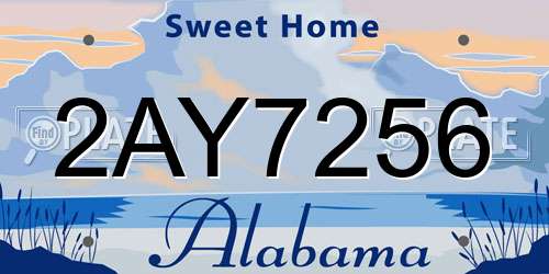 2AY7256 Alabama License Plate