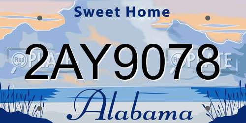 2AY9078 Alabama License Plate