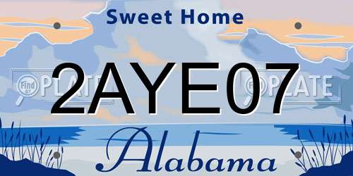 2AYE07 Alabama License Plate