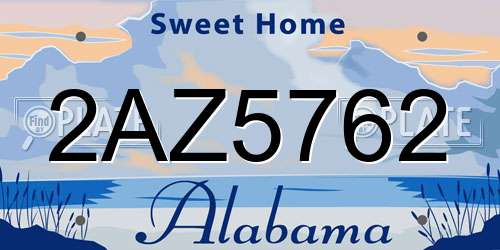 2AZ5762 Alabama License Plate