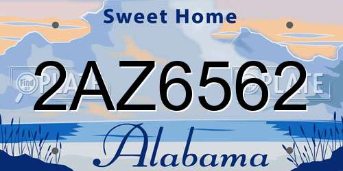 2AZ6562 Alabama License Plate