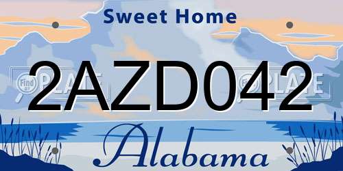 2AZD042 Alabama License Plate