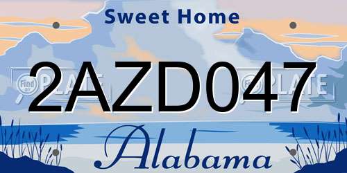 2AZD047 Alabama License Plate