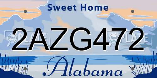 2AZG472 Alabama License Plate